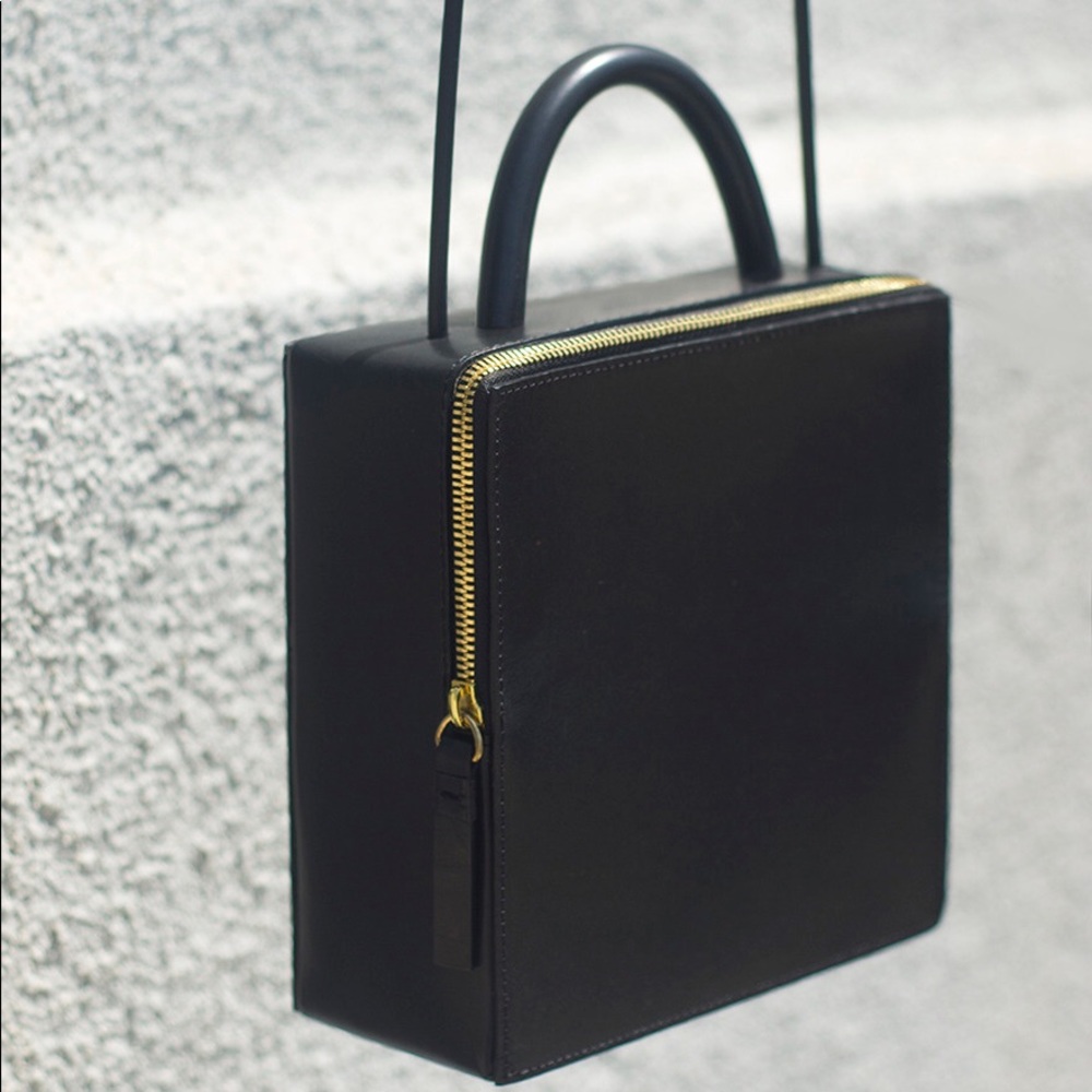 Building Block Leather Squared Box Crossbody Bag - Picture 1 of 8
